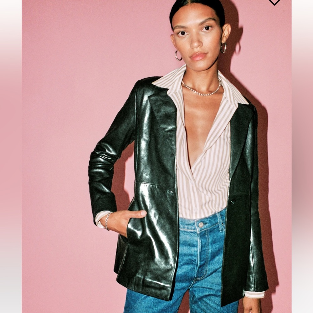 Reformation Veda Bowery Leather Blazer